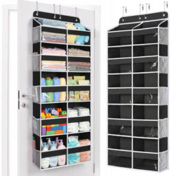 Amorly Black Over Door Hanging Organiser,5 Tier 10 Compartments, 80Lbs Heavy Duty Storage With Clear Window For Closet,pantry&bathroom - thumbnail 1
