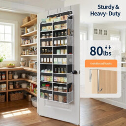 Amorly Black Over Door Hanging Organiser,5 Tier 10 Compartments, 80Lbs Heavy Duty Storage With Clear Window For Closet,pantry&bathroom - thumbnail 7