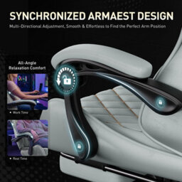 Precision Synergie Fabric Gaming Chair, Massage Computer Chair With Footrest, Lumbar Support & Height Adjustable For Home, Blue - thumbnail 7