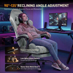 Precision Synergie Fabric Gaming Chair, Massage Computer Chair With Footrest, Lumbar Support & Height Adjustable For Home, Blue - thumbnail 2