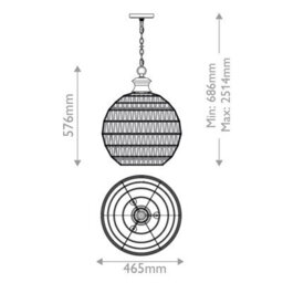 Luminosa Lighting Elstead Quoizel Casablanca Spherical Pendant Ceiling Light Classic Palladian Bronze 3X E27 - thumbnail 3