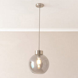 Valuelights Bellamy Smoked Glass Globe Brushed Chrome Capped Ceiling Pendant Light - thumbnail 1