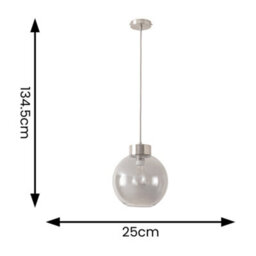 Valuelights Bellamy Smoked Glass Globe Brushed Chrome Capped Ceiling Pendant Light - thumbnail 4