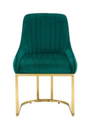 Hygrad Built to Survive Set Of 2 Velvet Dining Chairs Luxury Padded Dining Room Chairs Armless Gold Legs - Green - thumbnail 2