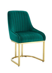 Hygrad Built to Survive Set Of 2 Velvet Dining Chairs Luxury Padded Dining Room Chairs Armless Gold Legs - Green - thumbnail 3