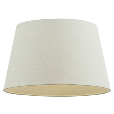 "16"" Inch Round Tapered Drum Lamp Shade Ivory Linen Fabric Cover Simple Elegant" - image 1