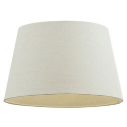 "16"" Inch Round Tapered Drum Lamp Shade Ivory Linen Fabric Cover Simple Elegant"