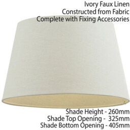"16"" Inch Round Tapered Drum Lamp Shade Ivory Linen Fabric Cover Simple Elegant" - thumbnail 2