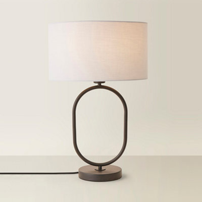 Valuelights Antonia Grey Fabric Drum Lamp Shade Matte Black Oval Table Lamp - image 1