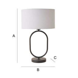 Valuelights Antonia Grey Fabric Drum Lamp Shade Matte Black Oval Table Lamp - thumbnail 6