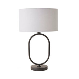 Valuelights Antonia Grey Fabric Drum Lamp Shade Matte Black Oval Table Lamp - thumbnail 7