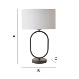 Valuelights Antonia Grey Fabric Drum Lamp Shade Matte Black Oval Table Lamp - thumbnail 8