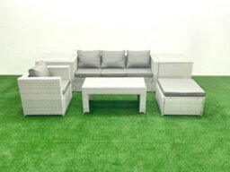 Fimous Outdoor Rattan Garden Furniture Set Grey Cushions Luxury 5 Seater Chair And Coffee Table For Conservatory,patio - thumbnail 2