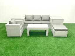 Fimous Outdoor Rattan Garden Furniture Set Grey Cushions Luxury 5 Seater Chair And Coffee Table For Conservatory,patio - thumbnail 1
