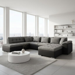 Niko Bis U Shaped Fold Out Corner Sofa Bed For Living Room With Storage Melange Grey And Black Right - thumbnail 1