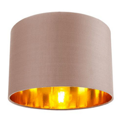 Happy Homewares Contemporary Taupe Cotton 12 Table/pendant Lamp Shade With Shiny Copper Inner - image 1