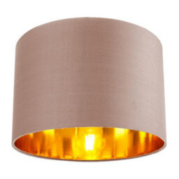Happy Homewares Contemporary Taupe Cotton 12 Table/pendant Lamp Shade With Shiny Copper Inner - thumbnail 1
