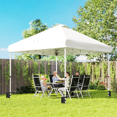 Outsunny 3X3 M Pop Up Gazebo W/ Wheels, One-Touch Party Tent, White - image 1