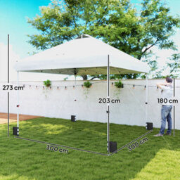Outsunny 3X3 M Pop Up Gazebo W/ Wheels, One-Touch Party Tent, White - thumbnail 3