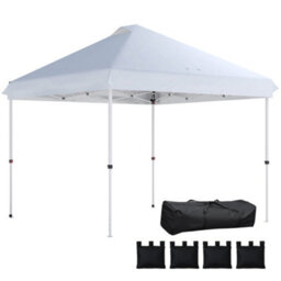 Outsunny 3X3 M Pop Up Gazebo W/ Wheels, One-Touch Party Tent, White - thumbnail 2