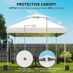 Outsunny 3X3 M Pop Up Gazebo W/ Wheels, One-Touch Party Tent, White - thumbnail 6