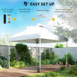 Outsunny 3X3 M Pop Up Gazebo W/ Wheels, One-Touch Party Tent, White - thumbnail 5