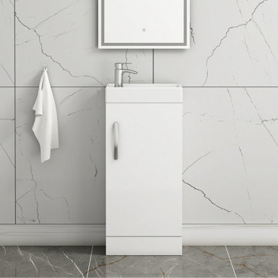 Royal Bathrooms Como 400mm Floor Standing Vanity Unit Gloss White - 1 Door Basin Unit - image 1