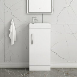 Royal Bathrooms Como 400mm Floor Standing Vanity Unit Gloss White - 1 Door Basin Unit - thumbnail 1