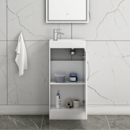 Royal Bathrooms Como 400mm Floor Standing Vanity Unit Gloss White - 1 Door Basin Unit - thumbnail 6