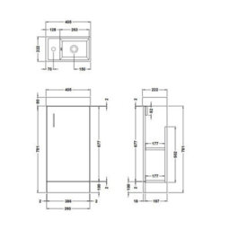 Royal Bathrooms Como 400mm Floor Standing Vanity Unit Gloss White - 1 Door Basin Unit - thumbnail 7