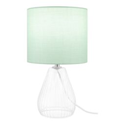 Cylinder Gloss Green & Clear Glass Fabric Led Table Lamp - thumbnail 2