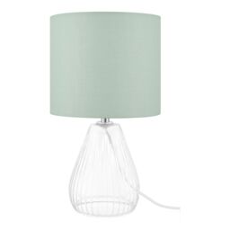 Cylinder Gloss Green & Clear Glass Fabric Led Table Lamp - thumbnail 3