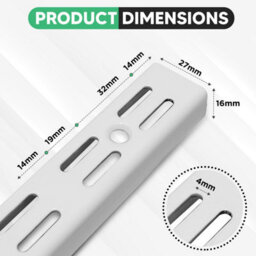Mkgt 1600mm Twin Slot Uprights - White Genuine 32mm Adjustable Wall Shelving System (Pack Of 10) - thumbnail 2