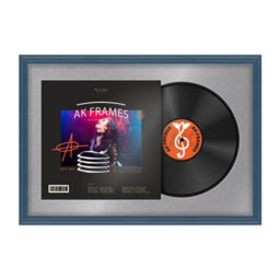 "AK Frames 25X17"" Navy Blue Classic Vinyl Record Frame With Mid Grey Mount For 12 Inch Lp Cover & Disc - Overlapped Design" - thumbnail 1