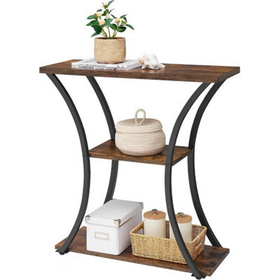 Narrow 3 Tier Console Table With Curved Metal Frames - Stylish Space Saver - image 1
