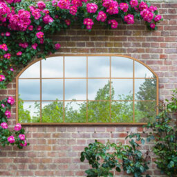 Mirroroutlet The Arcus Gold Metal Framed Window Arched Garden Wall Or Fence Mirror 174Cm X 85Cm - thumbnail 1