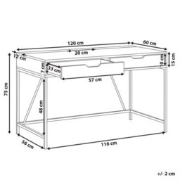 Beliani Desk Black Wood-Effect Top With Light Wood Drawers, Metal Base, 120 X 60 Cm Minimalist Industrial Design - thumbnail 4
