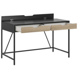 Beliani Desk Black Wood-Effect Top With Light Wood Drawers, Metal Base, 120 X 60 Cm Minimalist Industrial Design - thumbnail 7