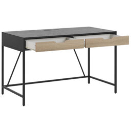 Beliani Desk Black Wood-Effect Top With Light Wood Drawers, Metal Base, 120 X 60 Cm Minimalist Industrial Design - thumbnail 6