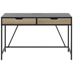 Beliani Desk Black Wood-Effect Top With Light Wood Drawers, Metal Base, 120 X 60 Cm Minimalist Industrial Design - thumbnail 1