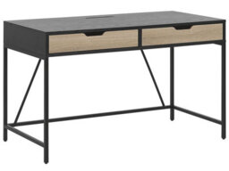 Beliani Desk Black Wood-Effect Top With Light Wood Drawers, Metal Base, 120 X 60 Cm Minimalist Industrial Design - thumbnail 3