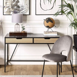 Beliani Desk Black Wood-Effect Top With Light Wood Drawers, Metal Base, 120 X 60 Cm Minimalist Industrial Design - thumbnail 2
