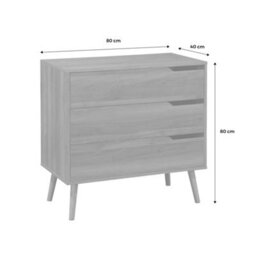 Sweeek - 3-Drawer Chest With Walnut Wood Effect Walnut Wood-Effect 80X40X80 Cm - Nepal - thumbnail 6