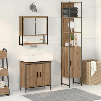 Berkfield 3 Piece Bathroom Furniture Set Artisan Oak Engineered Wood - image 1