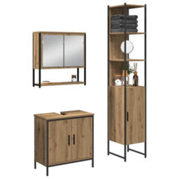 Berkfield 3 Piece Bathroom Furniture Set Artisan Oak Engineered Wood - thumbnail 3