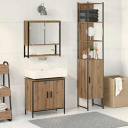Berkfield 3 Piece Bathroom Furniture Set Artisan Oak Engineered Wood - thumbnail 1