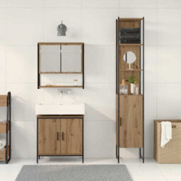 Berkfield 3 Piece Bathroom Furniture Set Artisan Oak Engineered Wood - thumbnail 4