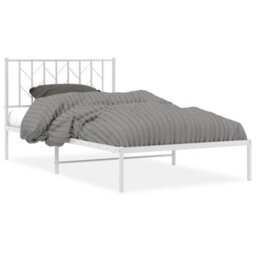 Berkfield Metal Bed Frame Without Mattress With Headboard White 107X203Cm - thumbnail 2