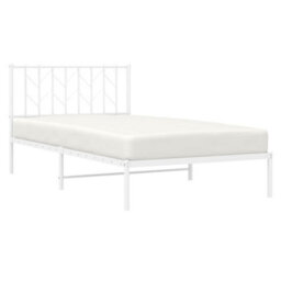 Berkfield Metal Bed Frame Without Mattress With Headboard White 107X203Cm - thumbnail 3