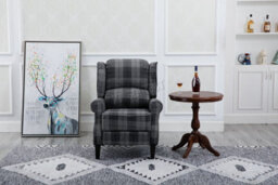 Westwood Grey Check Vintage Armchair Sofa Recliner Lounge Fabric Tub Chair Seat Home - thumbnail 4